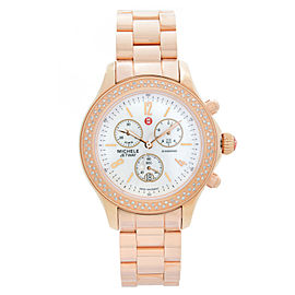 Michele Jetway Rose Gold Diamond 0.5cttw Bezel MOP Ladies Watch MWW17A000012