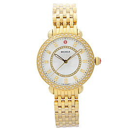 Michele Sidney Classic Steel MOP Diamond Dial Quartz Ladies Watch MWW30B000004