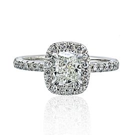 18K White Gold Cushion Cut Diamond Halo Engagement Ring 1.06Cts Size 6.5