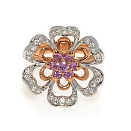 Luca Carati 18K Gold Diamond & Pink Sapphire Cocktail Ring Size 7