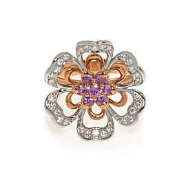 Luca Carati 18k Rose & White Gold Diamond Pink Sapphire Cocktail Ring Size 7.5