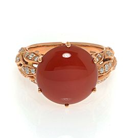 Luca Carati 18k Rose Gold Red Agate Diamond 0.34cttw Ring Size 7.75