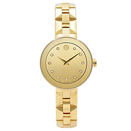 Movado Sapphire Steel Gold PVD Champagne Dial Quartz Ladies Watch 0606816