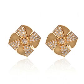 Luca Carati 18K Yellow Gold Diamond Flower Earrings 0.99Cttw