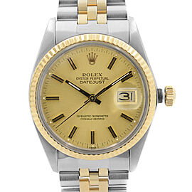 Rolex Datejust 36mm 18k Gold Steel Champagne Dial Automatic Mens Watch