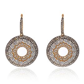 Luca Carati 18K Yellow Gold White & Brown Diamond Drop Earrings 5.73Cttw