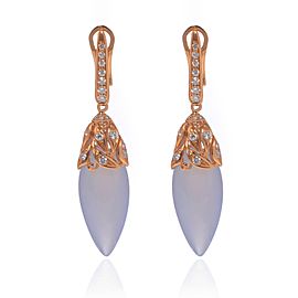 Luca Carati 18K Rose Gold Chalcedony Diamond Drop Earrings 0.45Cttw