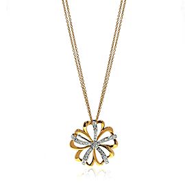 Luca Carati 18K Yellow & White Gold Diamond Flower Pendant Necklace 0.86Cttw