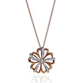 Luca Carati 18K Rose & White Gold Flower Pendant Necklace 0.39Cttw