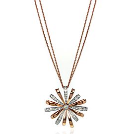 Luca Carati 18K Rose & White Gold Large Flower Pendant Necklace 1.34Cttw