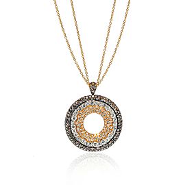 Luca Carati 18K Yellow Gold White & Brown Diamond Pendant Large Necklace 6.82