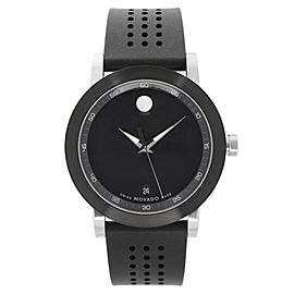 Movado Museum Sport Steel Rubber Strap Black Dial Quartz Mens Watch 0606507