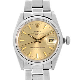 Vintage Rolex Date 34mm Stainless Steel Champagne Dial Automatic Men Watch