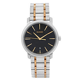 Rado DiaMaster Two-Tone Stainless Steel Black Dial Quartz Mens Watch R14078163