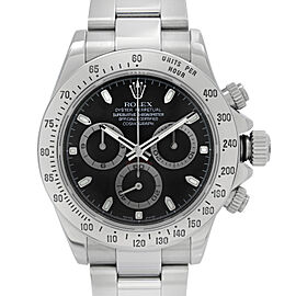 Rolex Daytona 40mm Chronograph Steel Black Dial Automatic Mens Watch