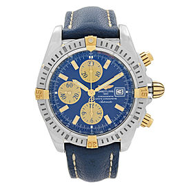 Breitling Chronomat 43mm Steel 18K Gold Blue Dial Mens Automatic Watch B1335611