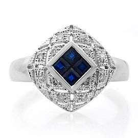 Rachel Koen 14K White Gold Blue Sapphires 0.25cttw & Diamonds 0.10cttw Ring SZ7