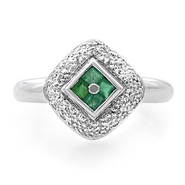 Rachel Koen 14K White Gold Diamond 0.2cttw & Emerald 0.15cttw Ladies Ring SZ 6.5