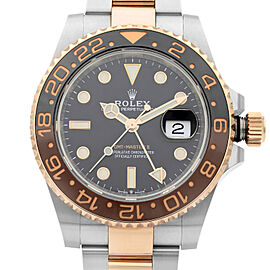 Rolex GMT-Master II Steel 18k Gold Root Beer Black Dial Mens Watch