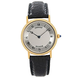 Breguet Classique 33 mm 18k Yellow Gold Silver Dial Mens Hand-wind Watch 3500