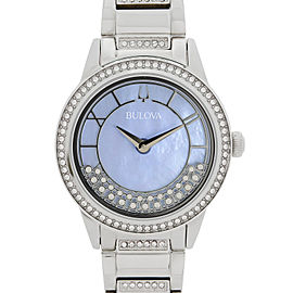 Bulova TurnStyle Steel Swarovski Crystals MOP Dial Quartz Ladies Watch