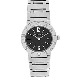 Bvlgari 26mm Stainless Steel Date Black Dial Ladies Quartz Watch BB26SS