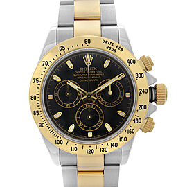 Rolex Daytona 40mm Steel 18K Yellow Gold Black Dial Automatic Mens Watch