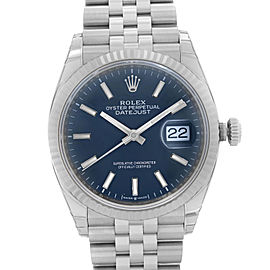 Rolex Datejust 36mm Steel 18k White Gold Blue Dial Automatic Mens Watch