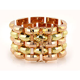 Retro 18K Yellow & Rose Gold 42mm Wide Link Fashion Bracelet