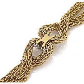 Vintage 2ct Diamond 18k Gold Infinity Knot 4 Strand Chain Bracelet