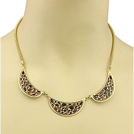 Estate 4ct Sapphire & Ruby 18k Yellow Gold Fancy Triple Pendant Necklace