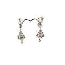 Vintage 2.3ct Diamond Pearls 18k White Gold Chandelier Dangle Earrings