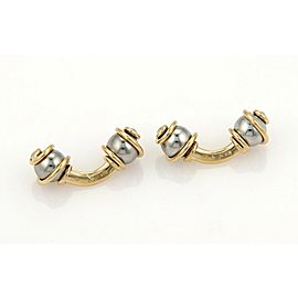 Louis Vuitton 18k YGold & SSteel Swirl Design Double Stud Cufflinks