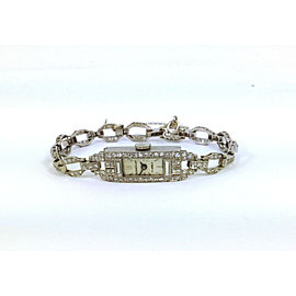 Vintage Art Deco Solid Platinum 2.3ct Diamond Ladies Wind Up Wrist Watch