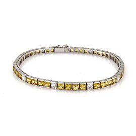 Elegant 12.80ct Princess Cut Diamond Sapphire Platinum Tennis Bracele