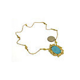 Vintage Diamonds Carved Turquoise Cameo Pendant & Chain Necklace in 18k YGold