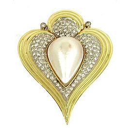 Gorgeous 1.75ct Diamonds Mabe Pearl 14k Gold Fancy Heart Shaped Pendant