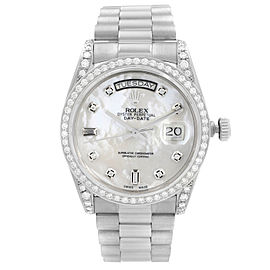 Rolex Day Date 18k White Gold Custom MOP Diamond Dial Automatic Mens Watch