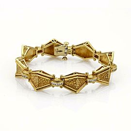 Vintage 1ct Diamond 14k Yellow Gold Fancy Geometric Link Bracelet