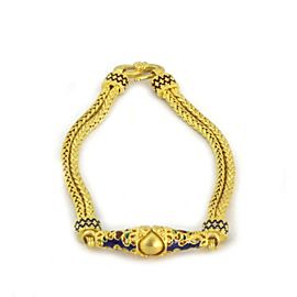 22k Yellow Gold Multicolor Enamel Fancy Charm Double Weave Link Bracelet