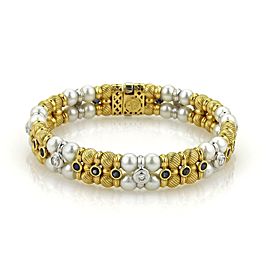 Designer Signed ZANCAN 2.42ct Sapphire & Diamond Pearls 18k Gold Bracelet