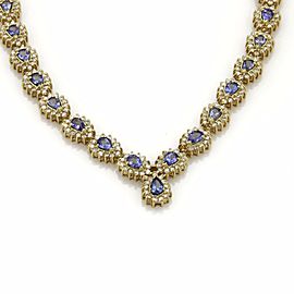 Estate 23.50ct Tanzanite & Diamond 14k Yellow Gold Collar Necklace