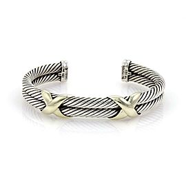 David Yurman X Design Sterling & 14k Yellow Gold Double Cable Cuff Bracelet