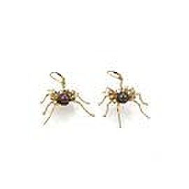 Estate 2ct Diamond Tahitian Pearl 14k Yellow Gold Large Spider Drop Earrings