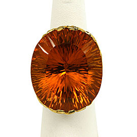 1.60ct Diamond Large Orange Oval Gemstone 18k Yellow Gold Cocktail Ring