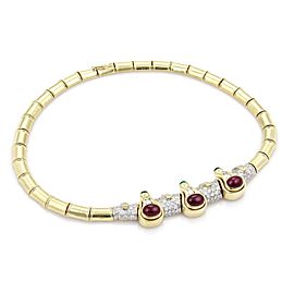 Estate 17.50ct Diamond Ruby & Emerald 18k Yellow Gold Fancy Collar Necklace