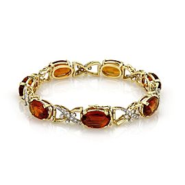 Platinum 18k Yellow Gold 57tcw Maderia Citrine & Diamond X Link Bracelet