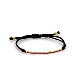 Tiffany & Co METRO Pink Sapphire 18k Rose Gold Long Bar Black Cord Bracelet