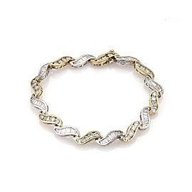 Estate 5.60ct Diamonds 14k Gold Curved Channel S Link Bracelet