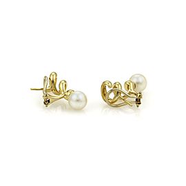 Tiffany & Co. Pearls 18k Yellow Gold Spiral Post Clip Earrings